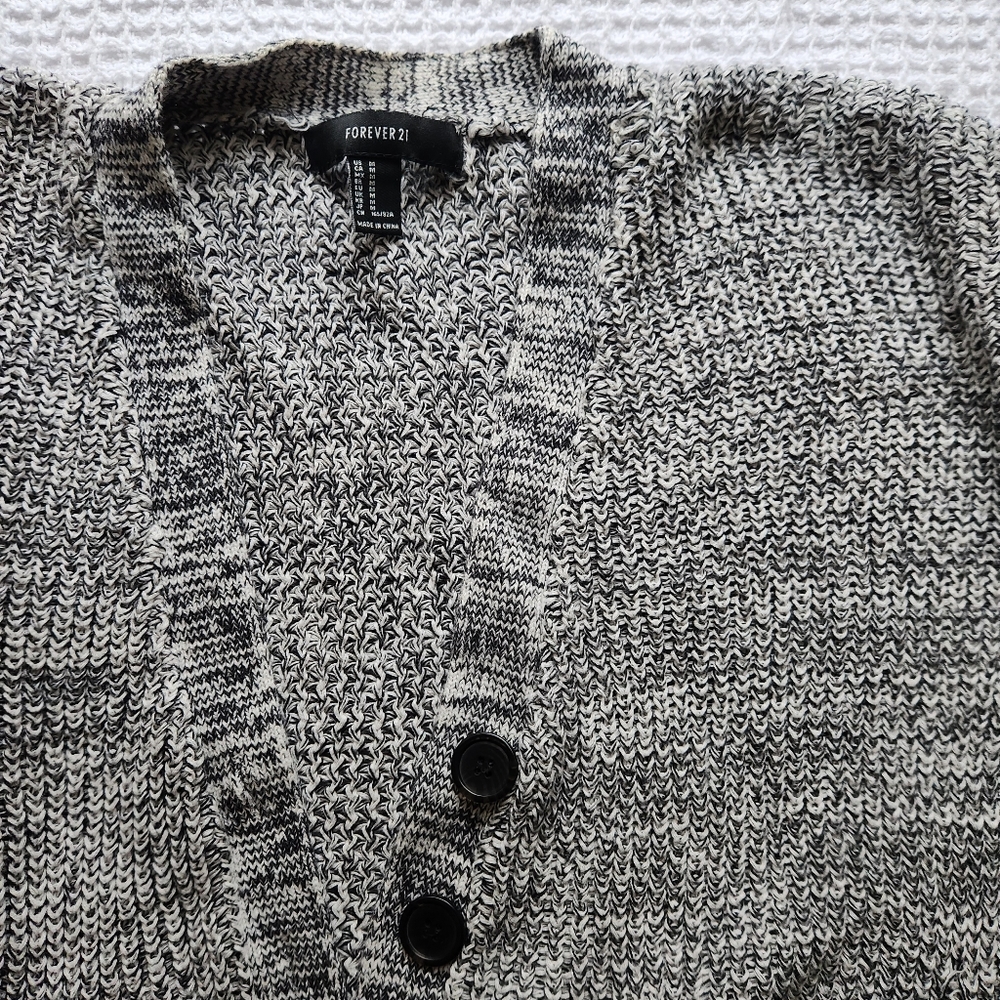 gray black knit cardigan